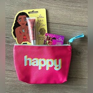 NWT 👑 Disney Princess Lip Gloss and Unbranded Cosmetic Bag + Surprise Gift